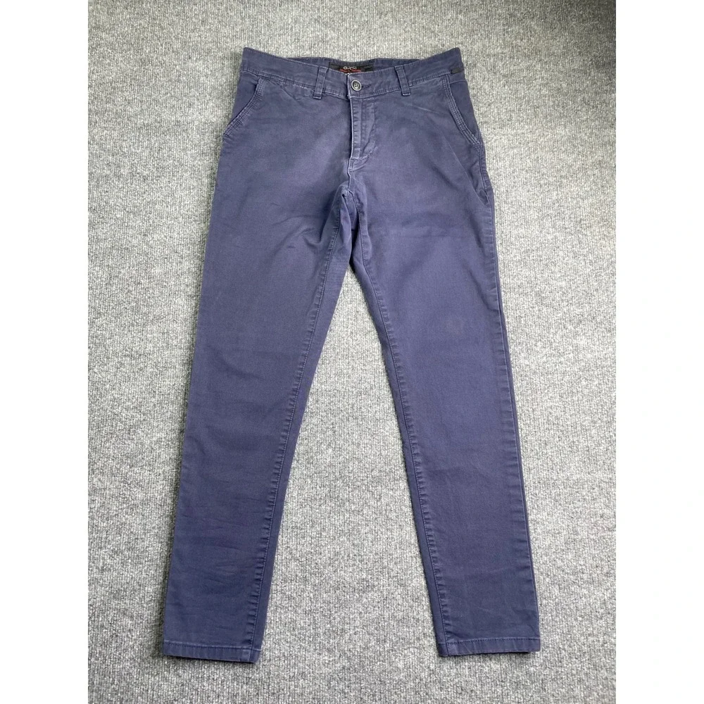 Gucci Sidney Chinos Mens 31 Blue Slim Fit Accessory Collection Web Stripe Italy
